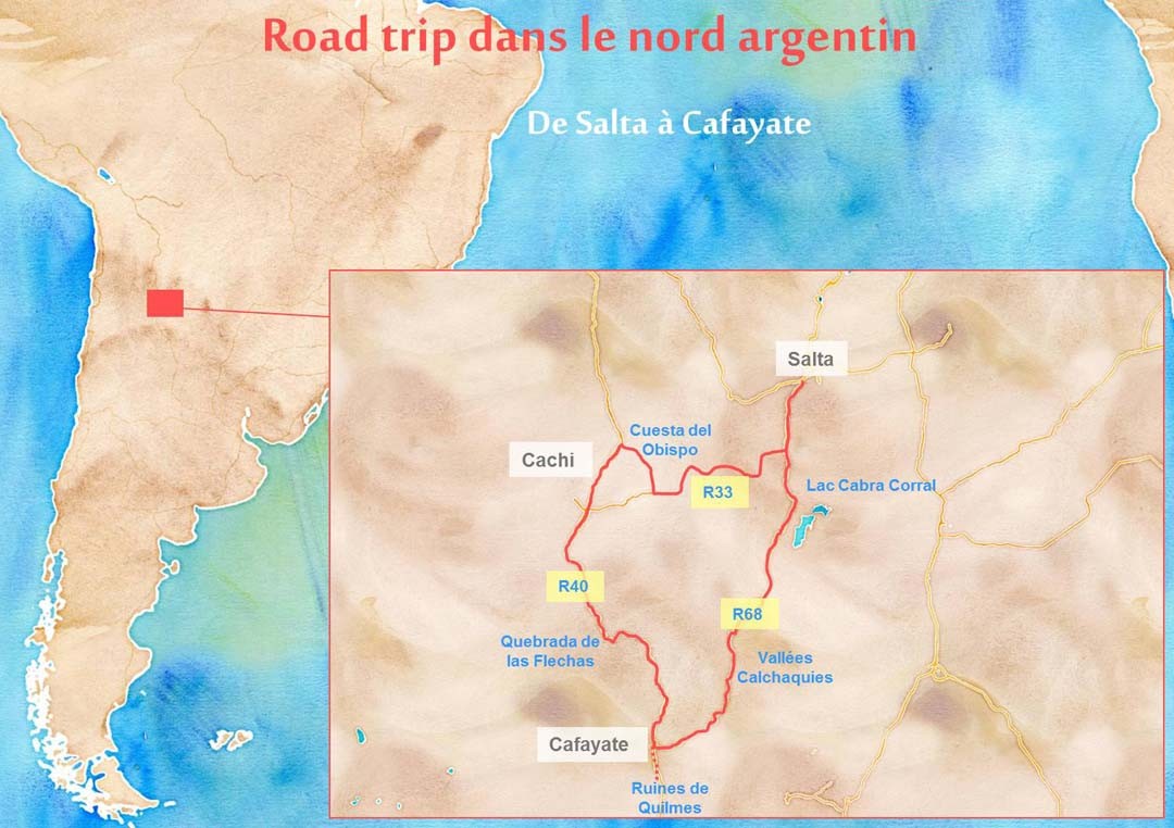 Carte itinéraire road trip argentine
