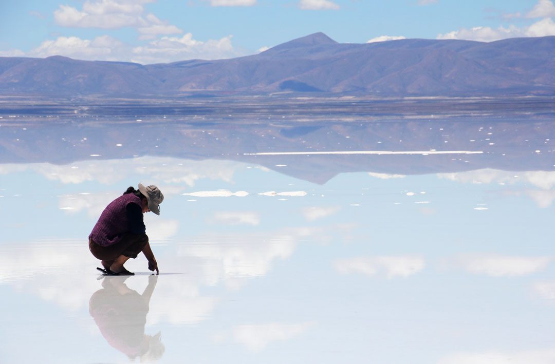 Reflets au Salar d'Uyuni en Bolivie